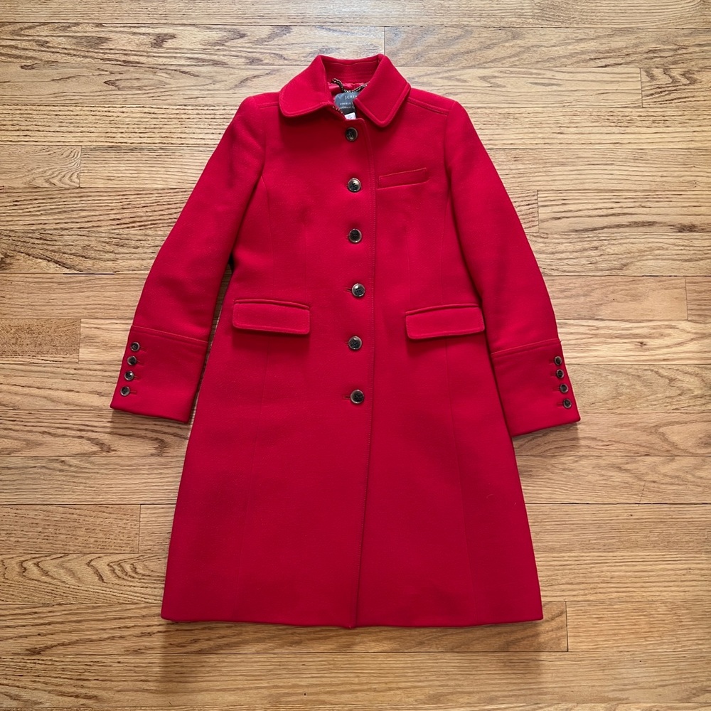 J Crew Red Lady Day Coat 4P